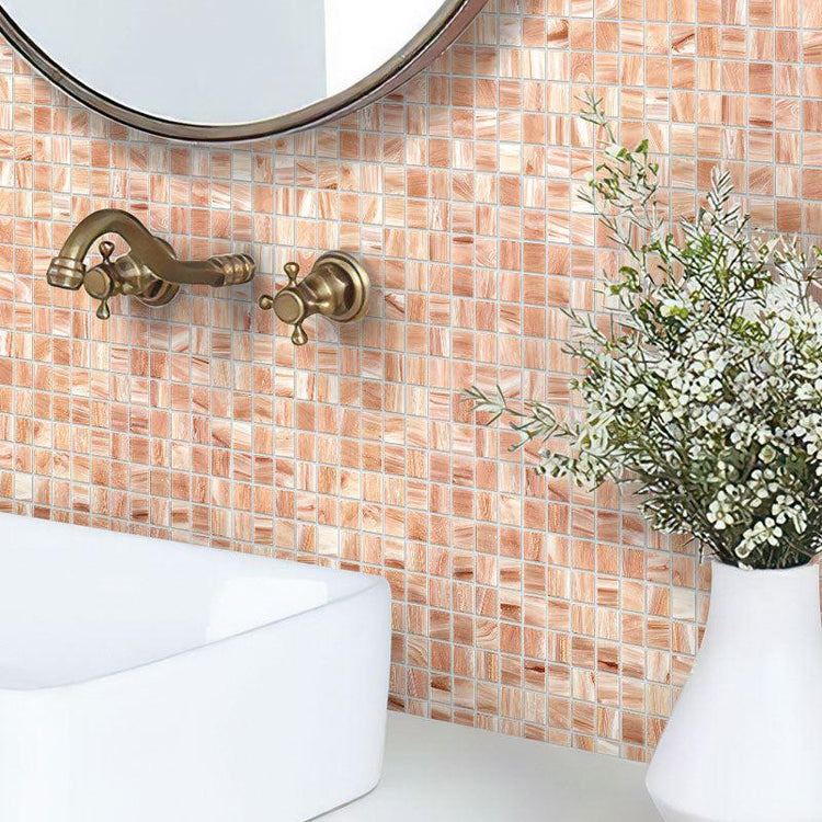 Peaches & Cream Swirls Squares Glass Pool Tile | Tile Club