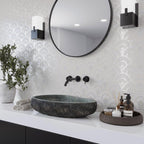 Peacock Fan Shell White Marble Waterjet Tile | Tile Club