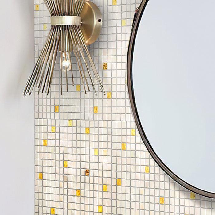 Pearl & Gold Mixed Squares Glass Tile | Tile Club