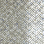 Shiny Pearl Herringbone Glass Mosaic Close-up