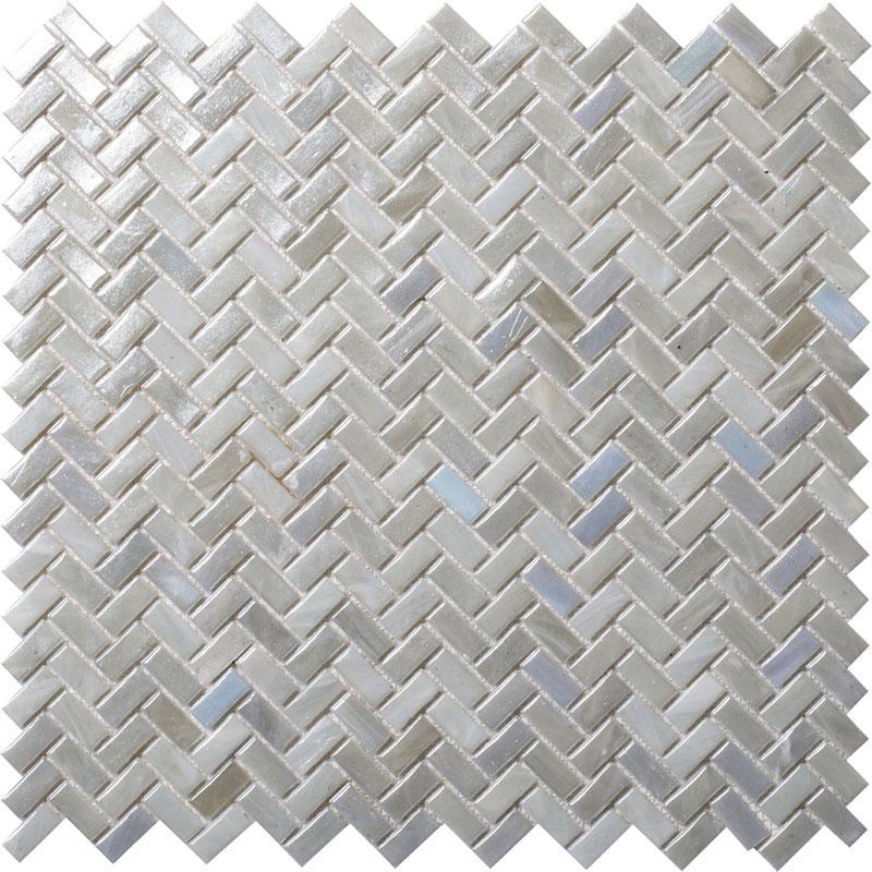 11.8" x 11.9" Pearl Herringbone Glass Mosaic Tile | Tile Club