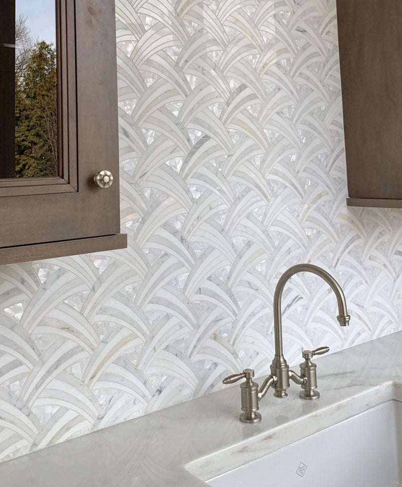 Pearl Sail Waterjet Mosaic Tile Backsplash