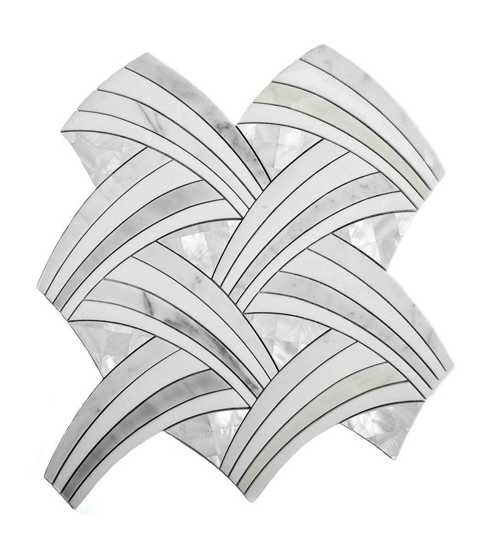 Pearl Sail Waterjet Mosaic Tile Backsplash