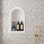 Pearl White Mini Versailles Glass Mosaic Shower Tile