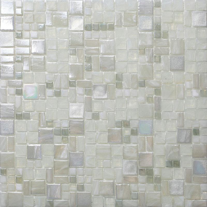 pearl white mini square glass mosaic tile