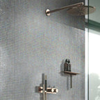 Pearlescent Ashy White Square Glass Pool Tile | Tile Club