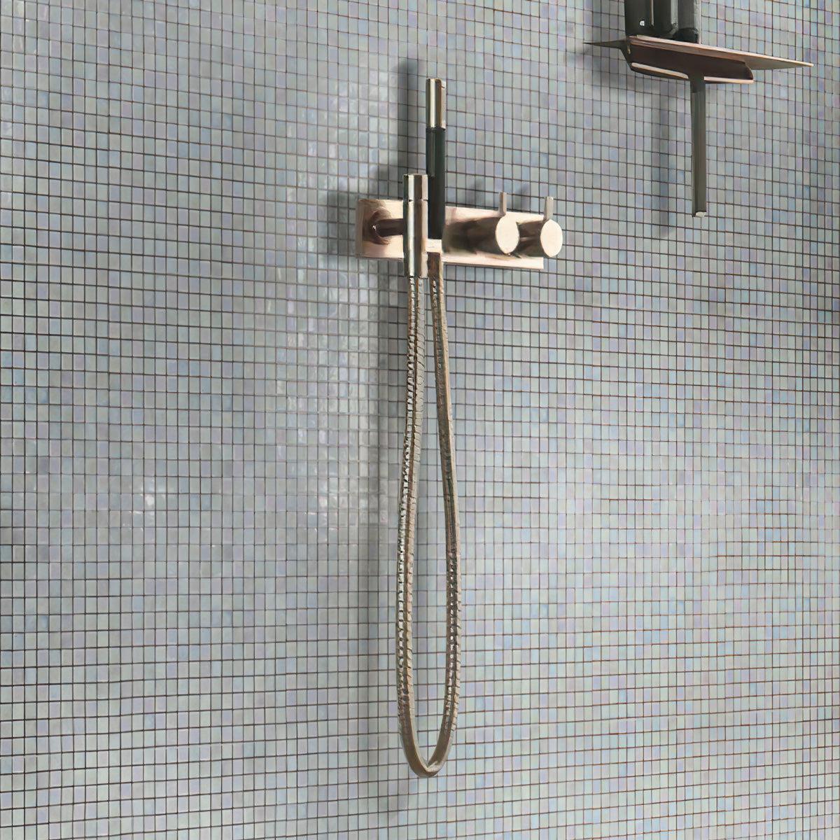 Pearlescent Ashy White Square Glass Pool Tile | Tile Club