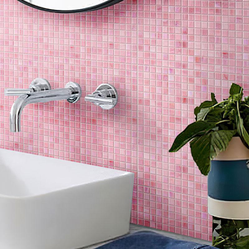 Swirled Rose Squares Glass Tile | Tile Club