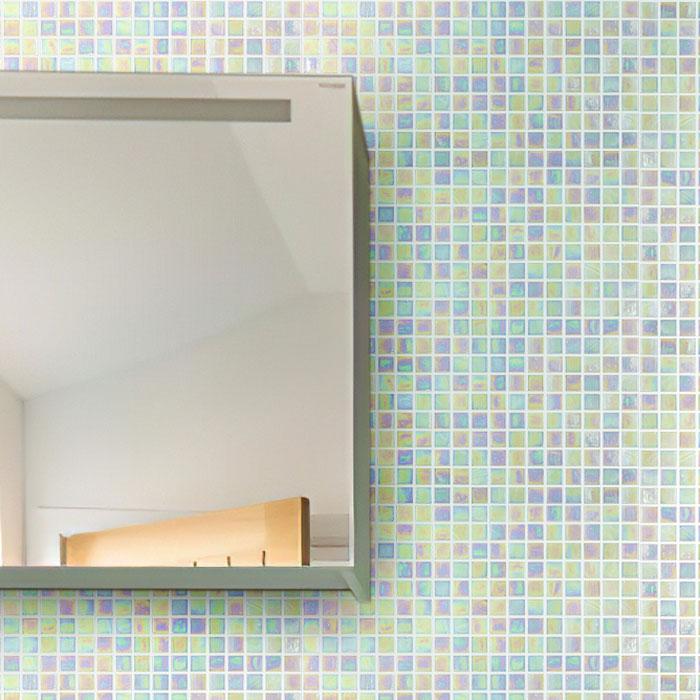 Pearlescent White Squares Glass Pool Tile | Tile Club