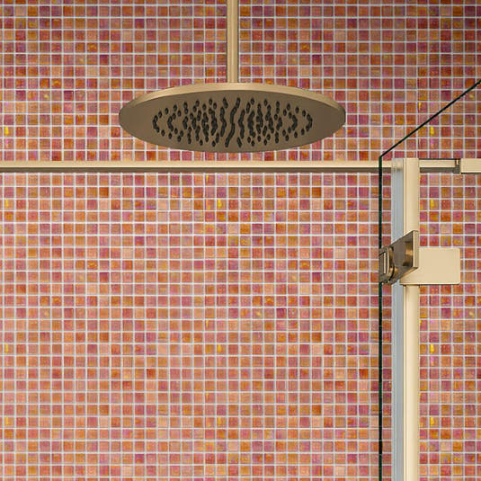 Pearly Peach Squares Glass Pool Tile | Tile Club
