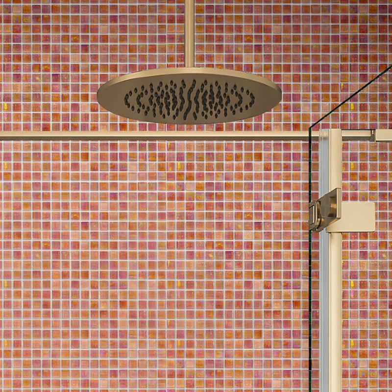 Pearly Peach Squares Glass Pool Tile