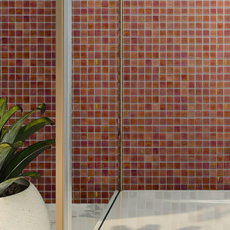 Pearly Peach Squares Glass Pool Tile | Tile Club