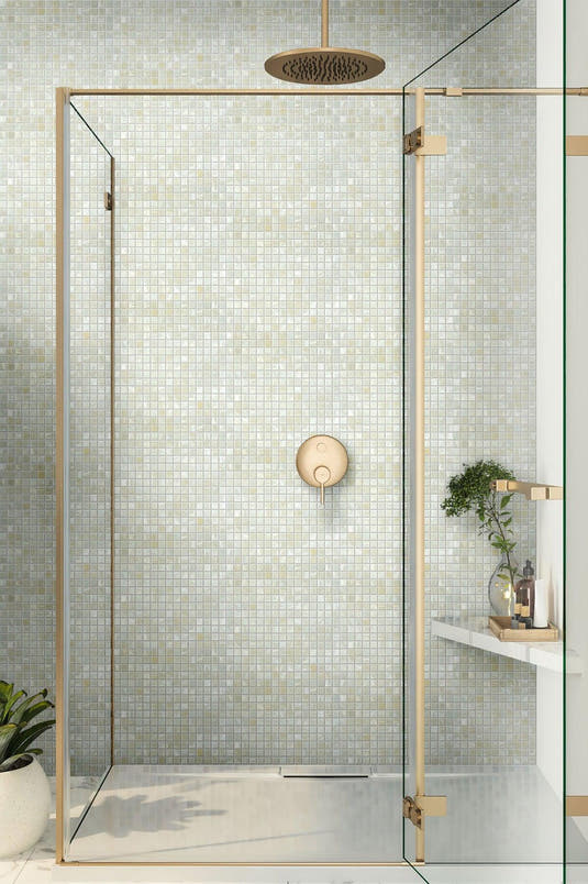 Pearly Waves Mixed Squares Glass Pool Tile Shower Backsplash