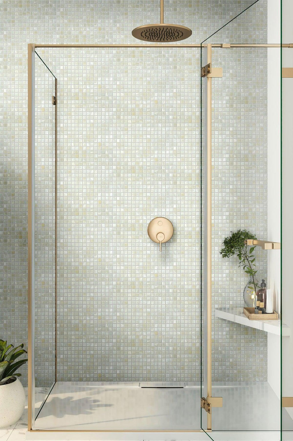 Pearly Waves Mixed Squares Glass Pool Tile Shower Backsplash