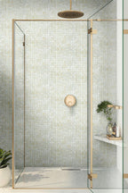 Pearly Waves Mixed Squares Glass Pool Tile Shower Backsplash