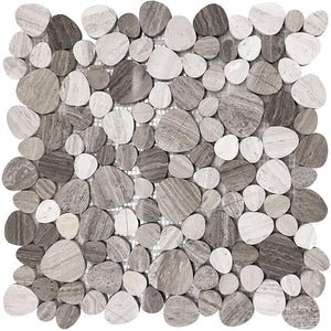 Pebble Wooden Beige Marble Mosaic Tile Sample