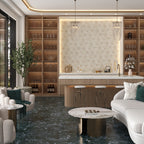 Peonia Flower Cream and White Marble Waterjet Mosaic Tile | Tile Club