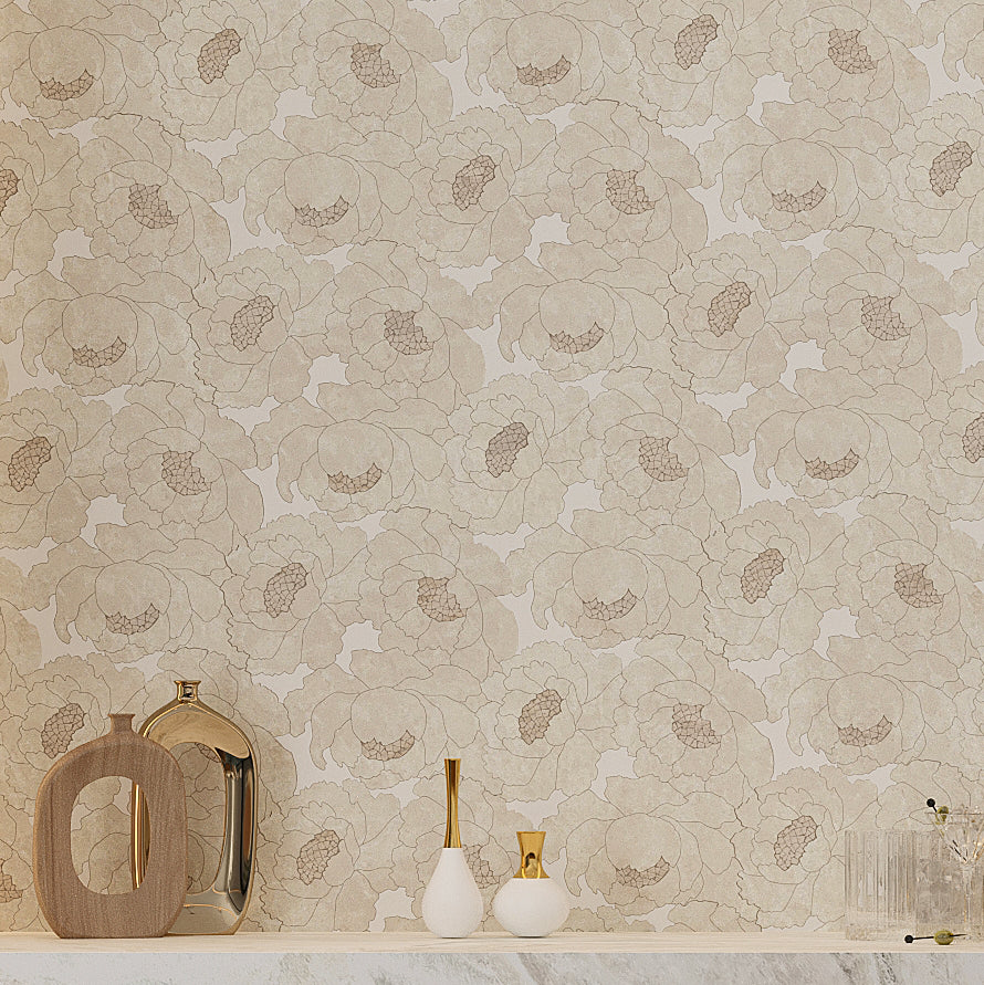 Peonia Flower Cream and White Marble Waterjet Mosaic Tile | Tile Club