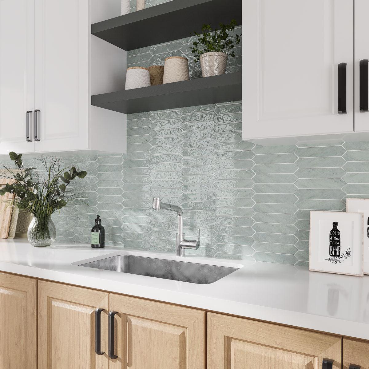 Picchetto Aqua Gloss Ceramic Picket Tile | Tile Club