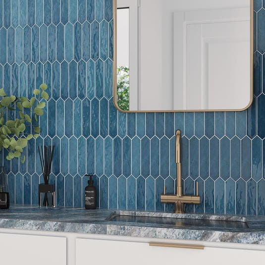 Picchetto Navy Gloss Ceramic Picket Tile