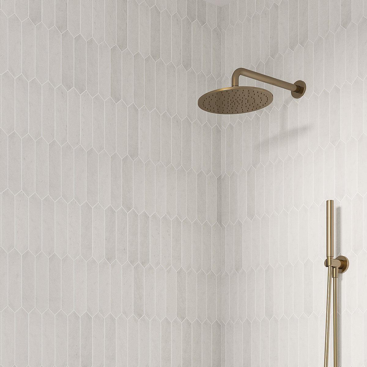 Picchetto Pearl Matte Ceramic Picket Tile Shower