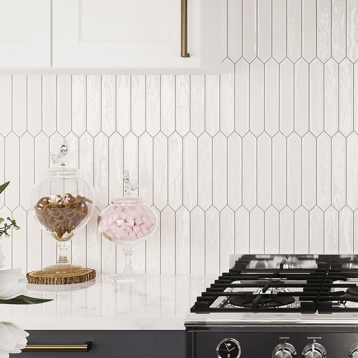 Picchetto White Gloss Ceramic Picket Tile