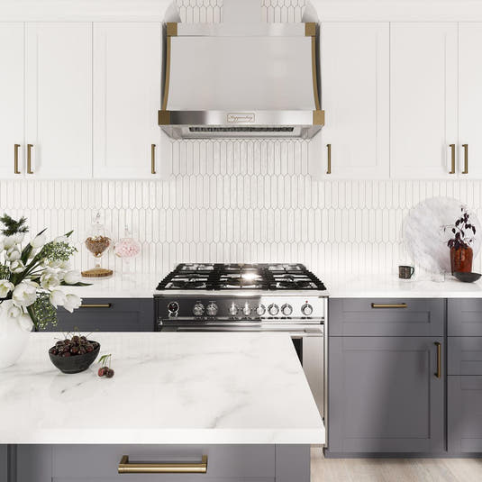 Picchetto White Gloss Ceramic Picket Tile Kitchen Backsplash