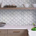 Pike Peak Thassos White & Bardiglio Marble Mosaic Tile Kitchen Backsplash