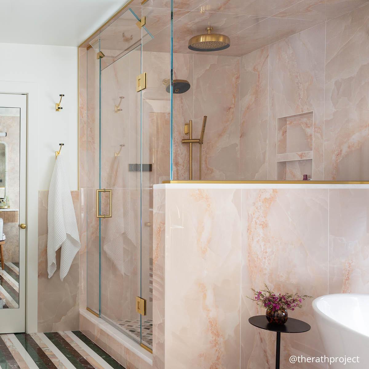 Emporio Pink Onyx Large-Format Porcelain Tile 24x48 | Tile Club