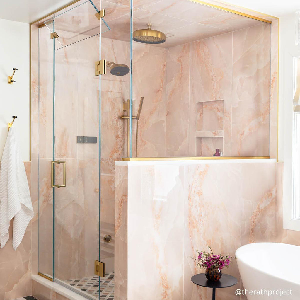 Emporio Pink Onyx Large-Format Porcelain Tile 24x48 | Tile Club