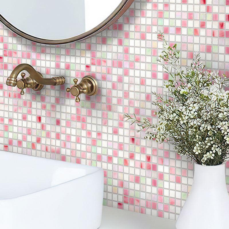 Pink & White Mixed Squares Glass Tile | Tile Club