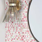 Pink & White Mixed Squares Glass Tile | Tile Club