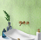 Pistachio Squares Glass Pool Tile Bathroom Backsplash