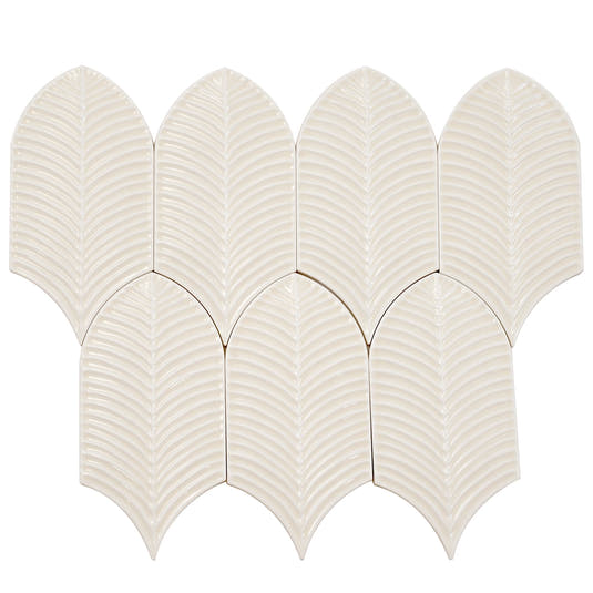 Plume Cream Feather Ceramic Tile | Tile Club