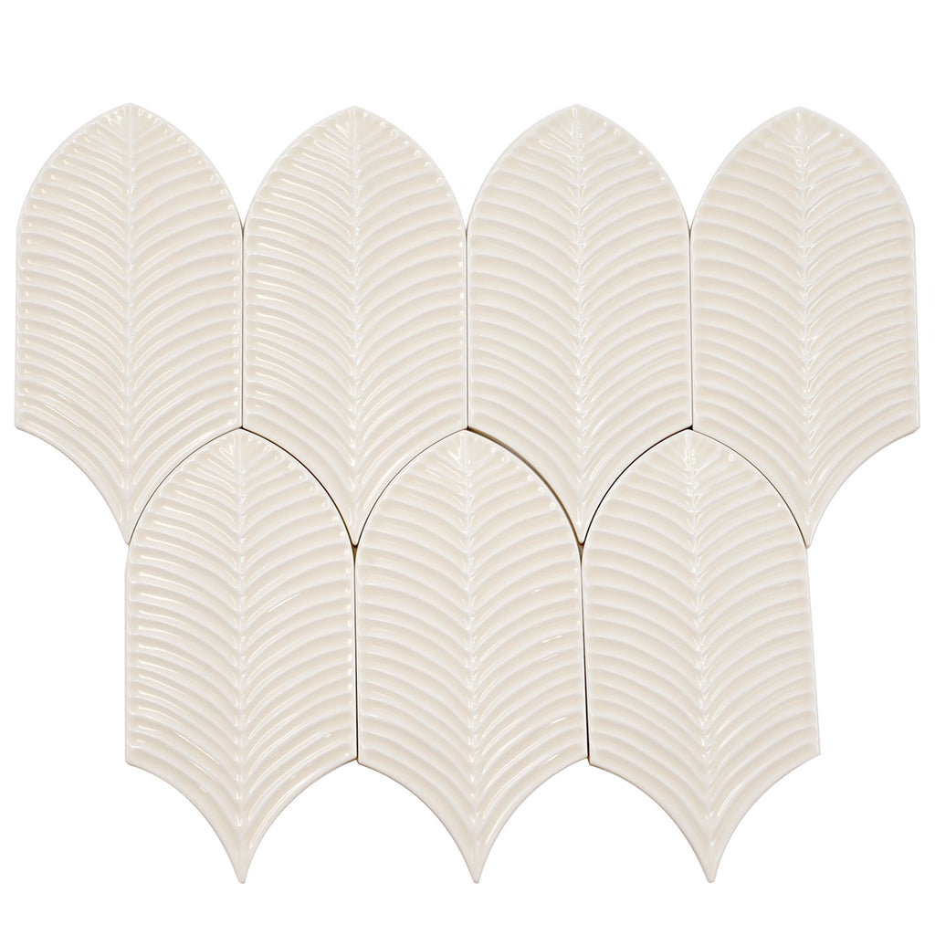 Plume Cream Feather Ceramic Tile | Tile Club