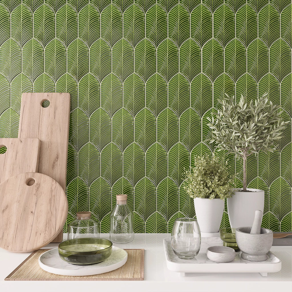 Plume Apple Feather Ceramic Tile | Tile Club