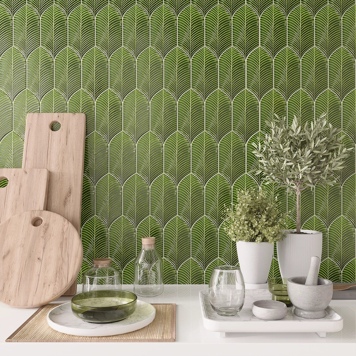 Plume Apple Feather Ceramic Tile | Tile Club