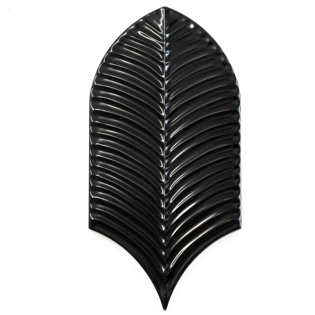 Plume Black Feather Ceramic Tile | Tile Club