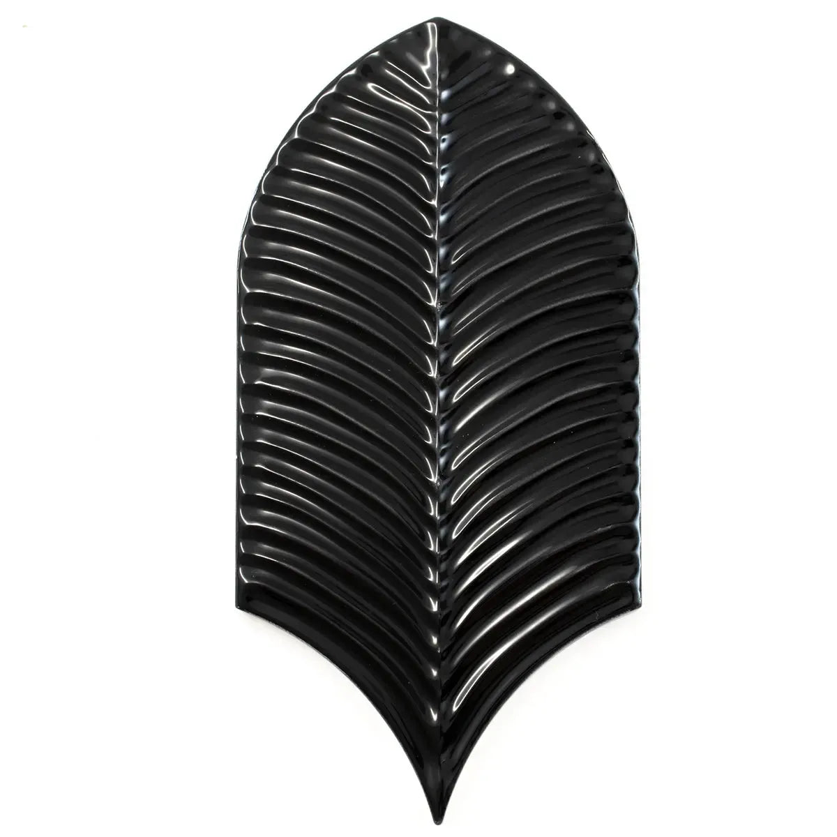 Plume Black Feather Ceramic Tile | Tile Club