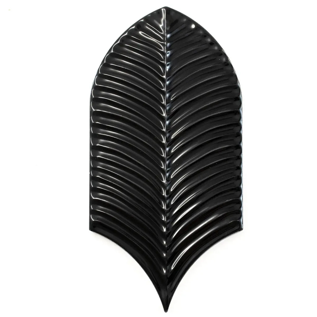 Plume Black Feather Ceramic Tile | Tile Club
