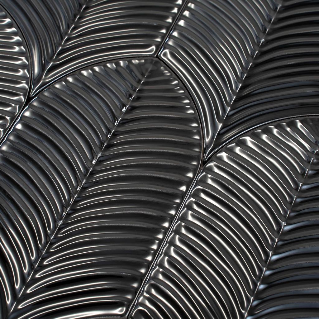 Plume Black Feather Ceramic Tile | Tile Club