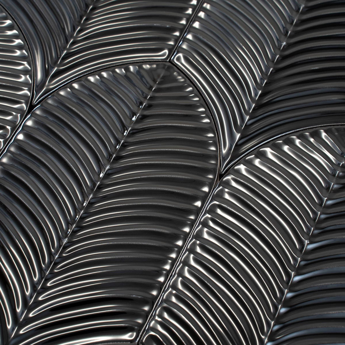 Plume Black Feather Ceramic Tile | Tile Club