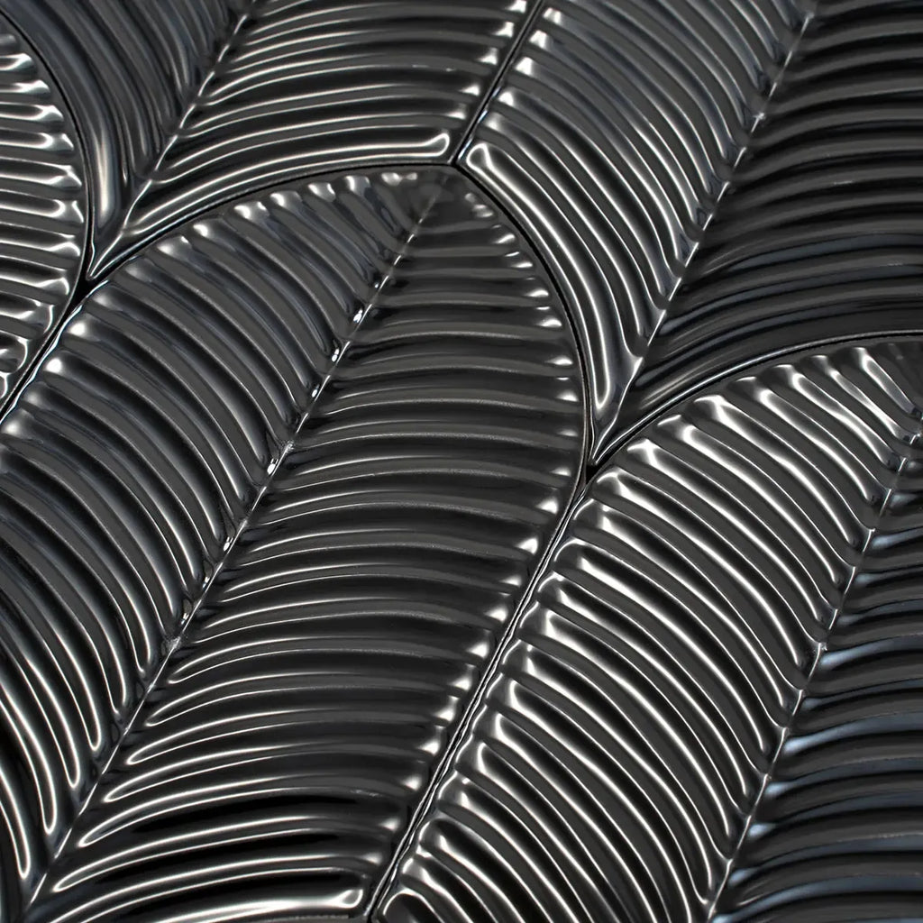 Plume Black Feather Ceramic Tile | Tile Club