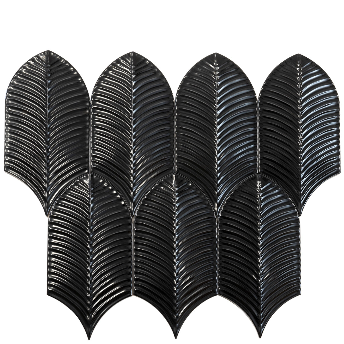 Plume Black Feather Ceramic Tile | Tile Club