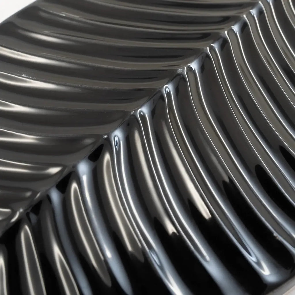 Plume Black Feather Ceramic Tile | Tile Club