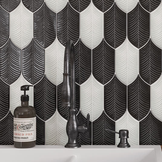 Plume Crystal Crackle Feather Ceramic Tile | Tile Club