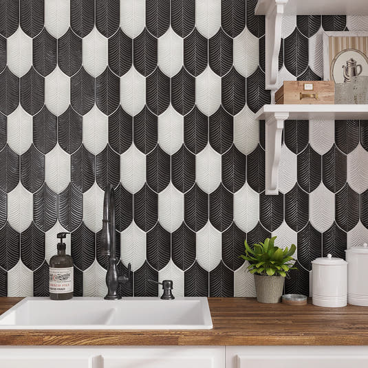 Plume Crystal Crackle Feather Ceramic Tile | Tile Club