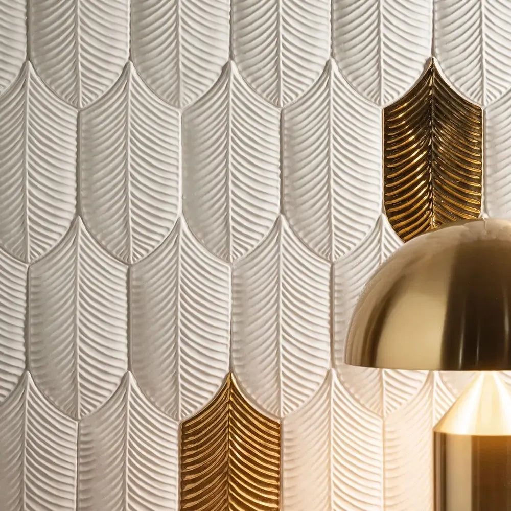 Plume White Feather Ceramic Tile | Tile Club