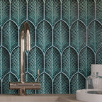 Plume Jade Ceramic Feather Tile Kitchen Backsplash
