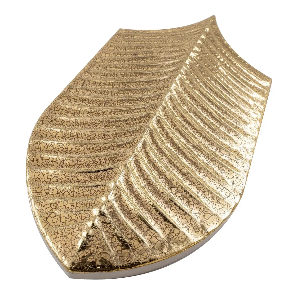 Plume Metallic Gold Feather Ceramic Tile | Tile Club